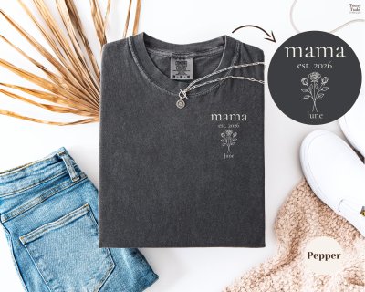 Mama Est. 2026 June Rose tee