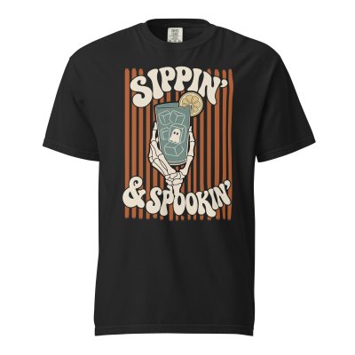 Spooky Season Tee | Summerween Shirt | Skeleton Hand Tee | Retro Ghost Shirt | Halloween In July | Funny Drinking Tee | Comfort Colors